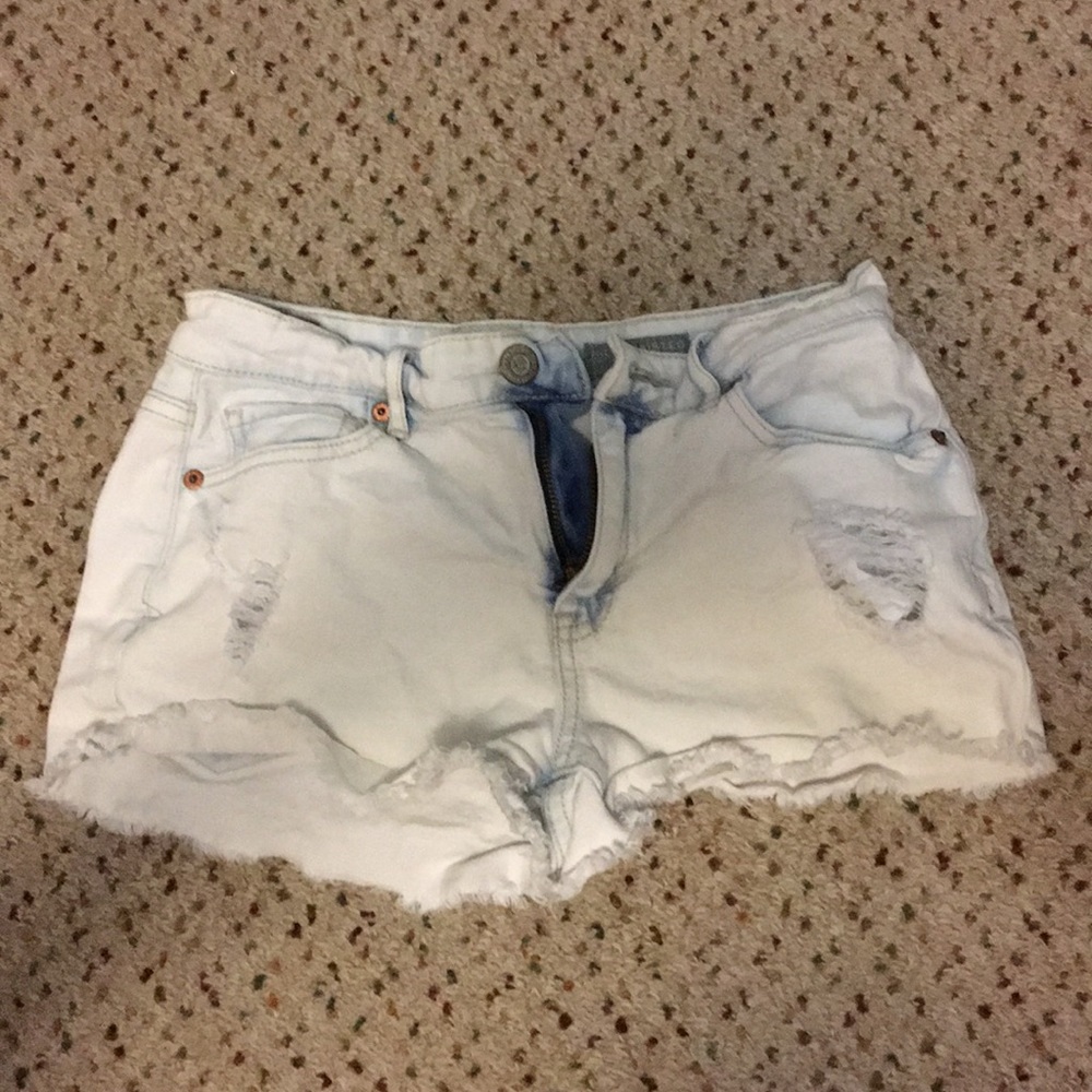 High waisted acid wash shorts